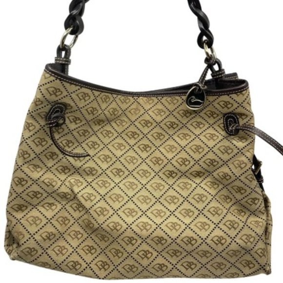 Dooney & Bourke Handbags - Dooney & Bourke L Tan Jacquard Fabric Shoulder Bag